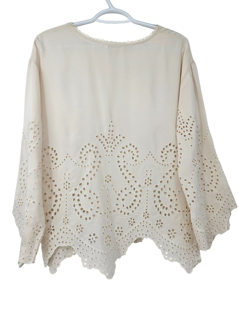 Ulla Johnson Althea Silk Eyelet Blouse Cream Women's Size 4 Preppy Boho Romantic - Picture 3 of 15